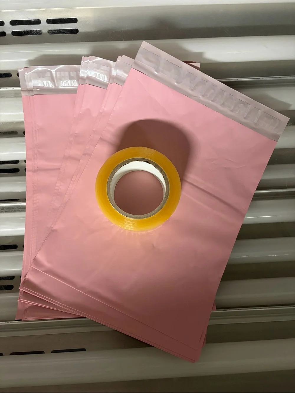 Pink Poly Mailers And Tape